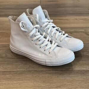 Converse Chuck Taylor All Star Hi Top Leather White Unisex Men’s 7/Women’s 9 EUC